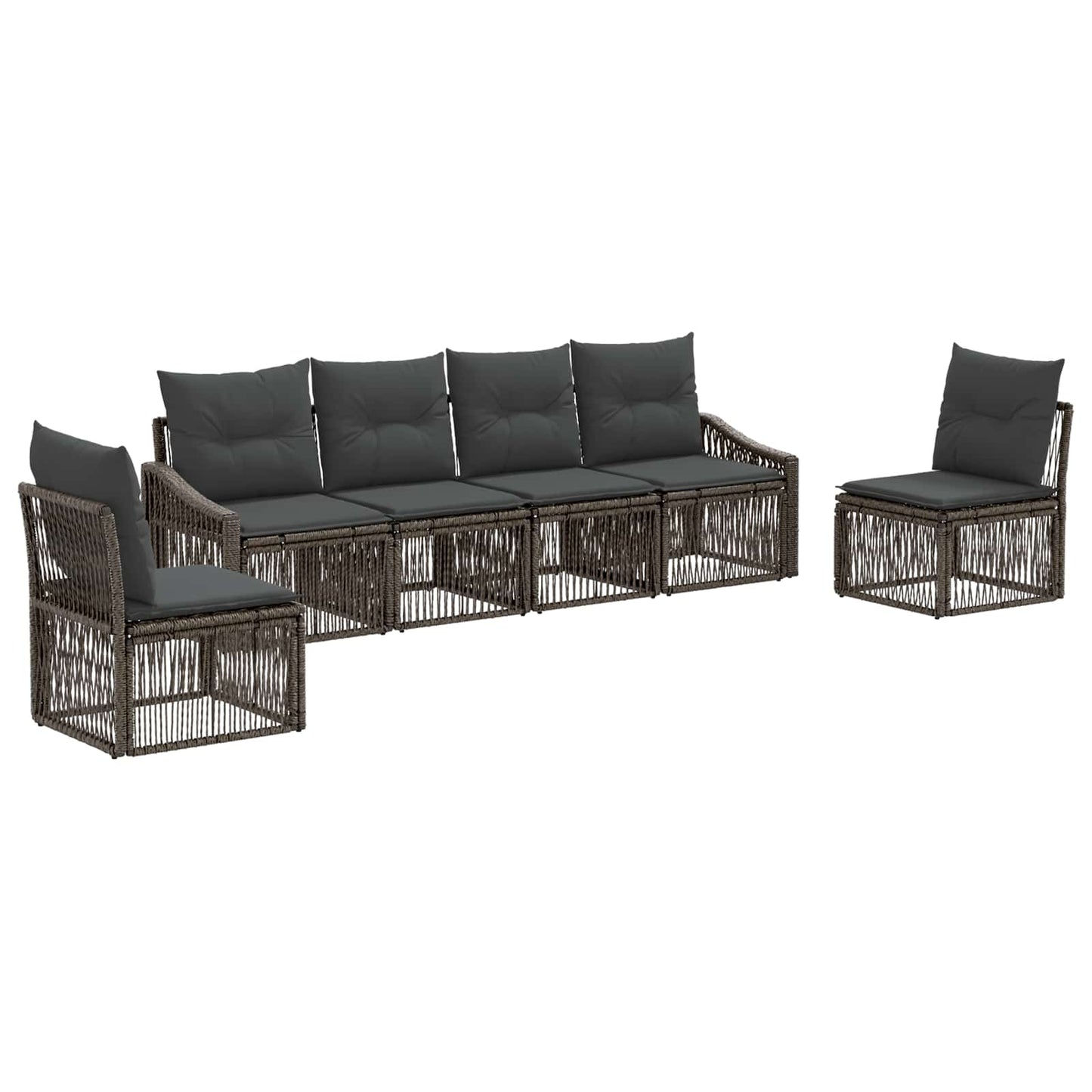Set Divano da Giardino 6 pcs Grigio polyrattan | homemem39