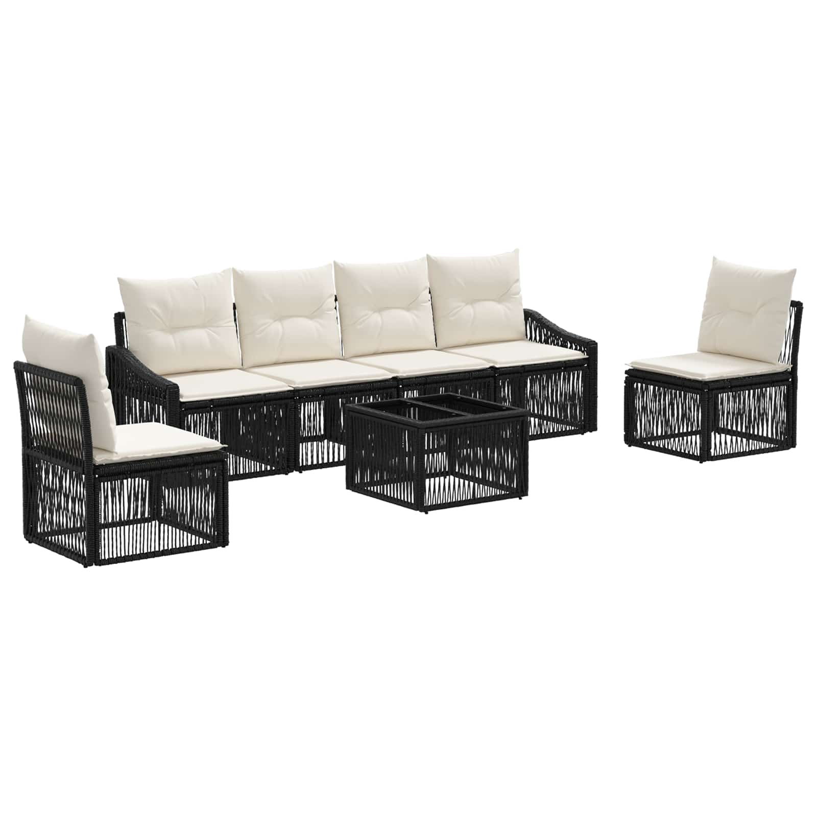 Set Divano da Giardino 7 pcs Nero polyrattan | homemem39