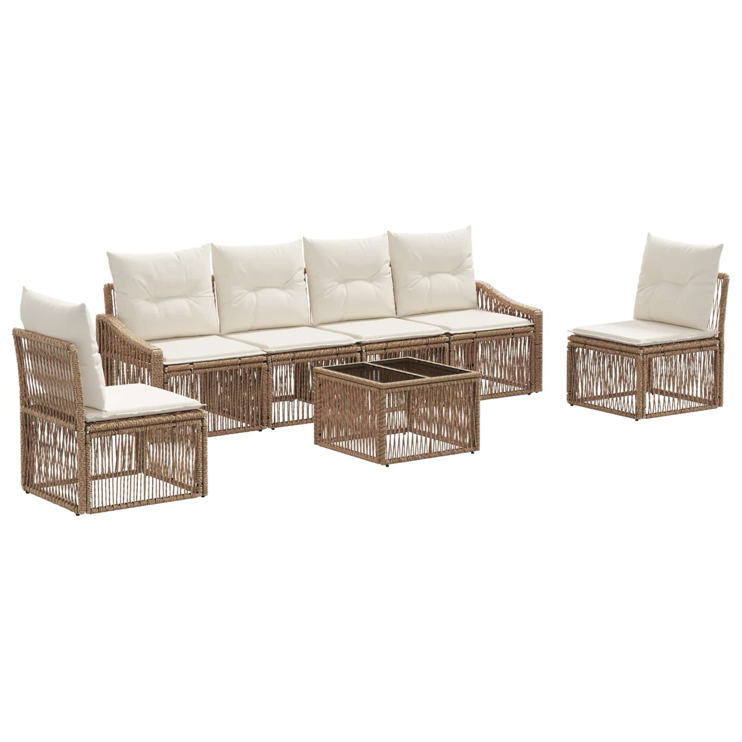 Set Divano da Giardino 7 pcs Beige polyrattan | homemem39