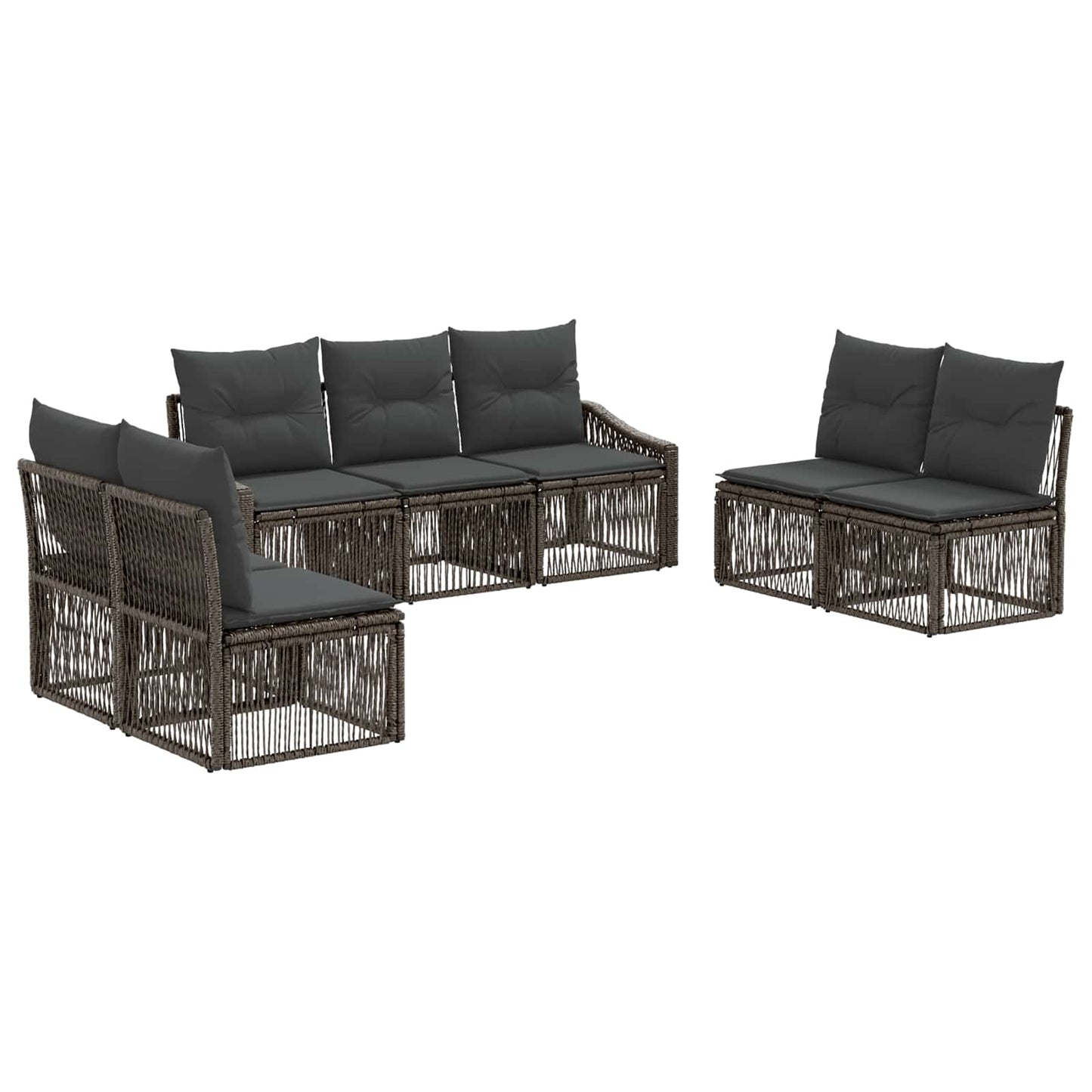 Set Divano da Giardino 7 pcs Grigio polyrattan | homemem39