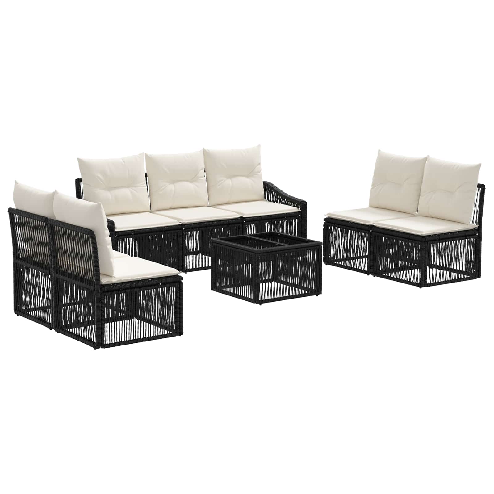 Set Divano da Giardino 8 pcs Nero polyrattan | homemem39