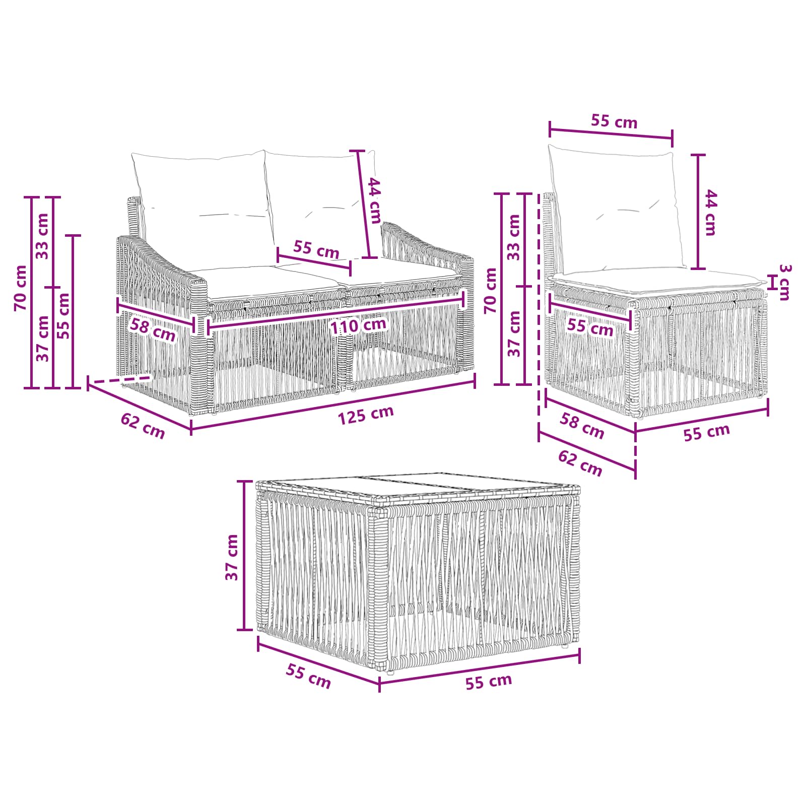 Set Divano da Giardino 8 pcs Grigio polyrattan | homemem39