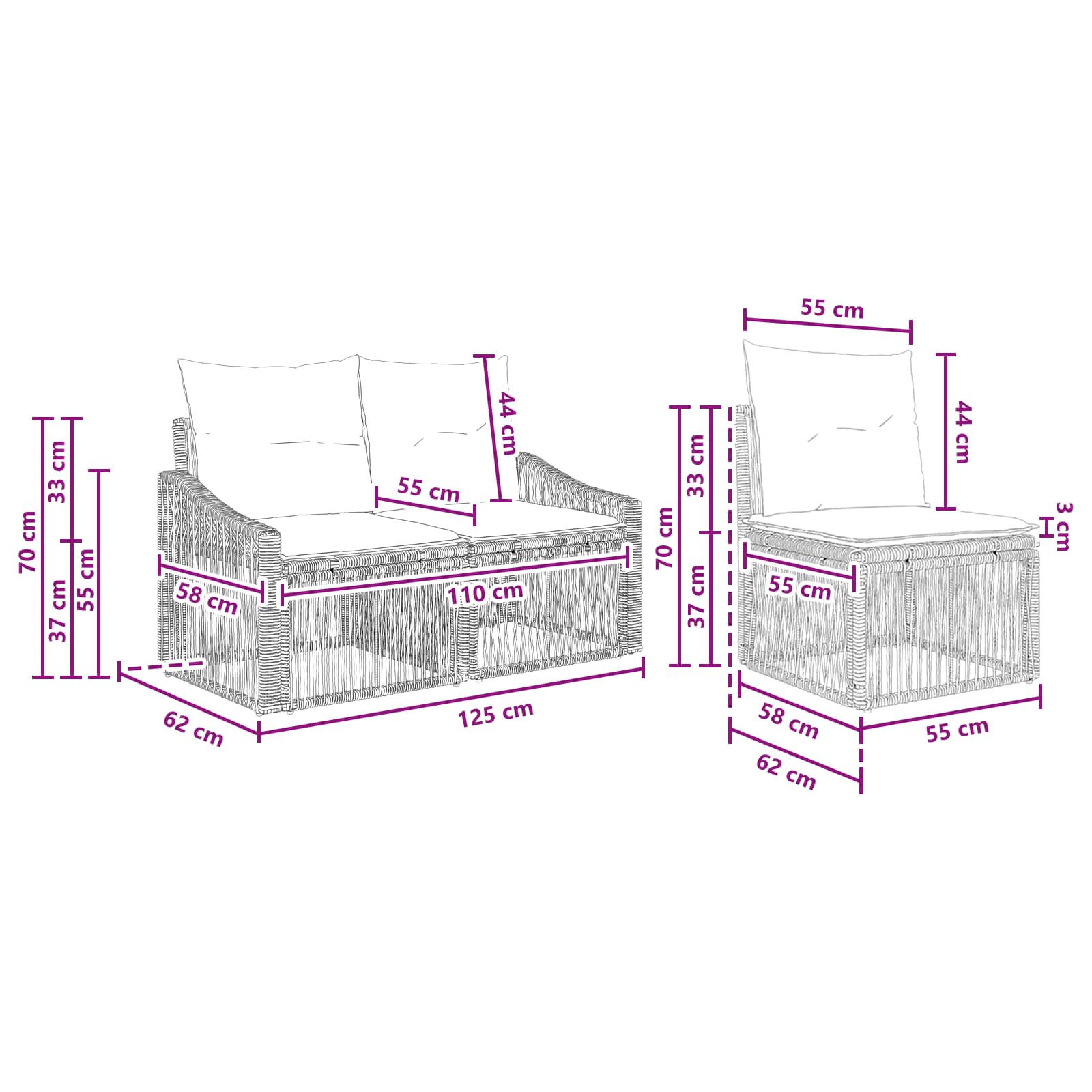 Set Divano da Giardino 8 pcs Nero polyrattan | homemem39