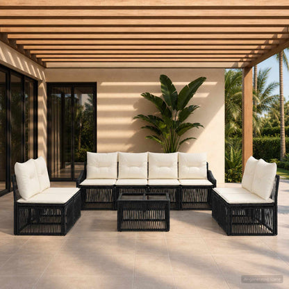 Set Divano da Giardino 9 pcs Nero polyrattan | homemem39