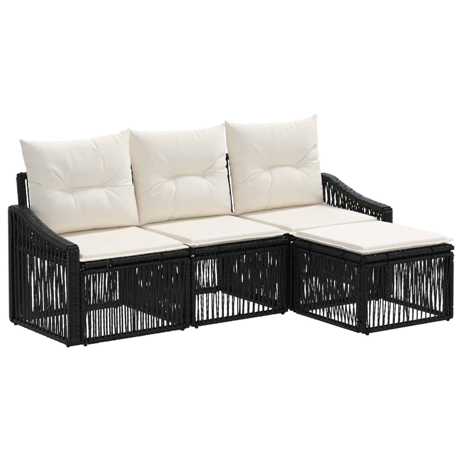 Set Divano da Giardino 4 pcs Nero polyrattan | homemem39