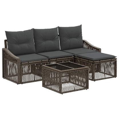 Set Divano da Giardino 5 pcs Grigio polyrattan | homemem39