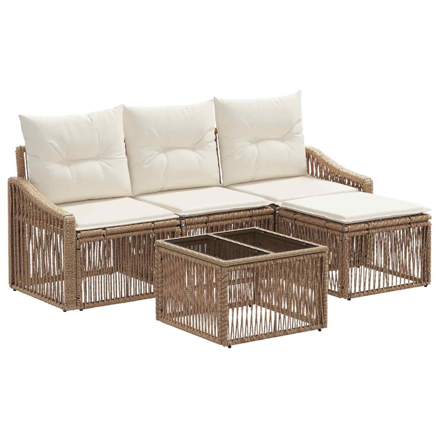 Set Divano da Giardino 5 pcs Beige polyrattan | homemem39