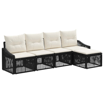 Set Divano da Giardino 5 pcs Nero polyrattan | homemem39