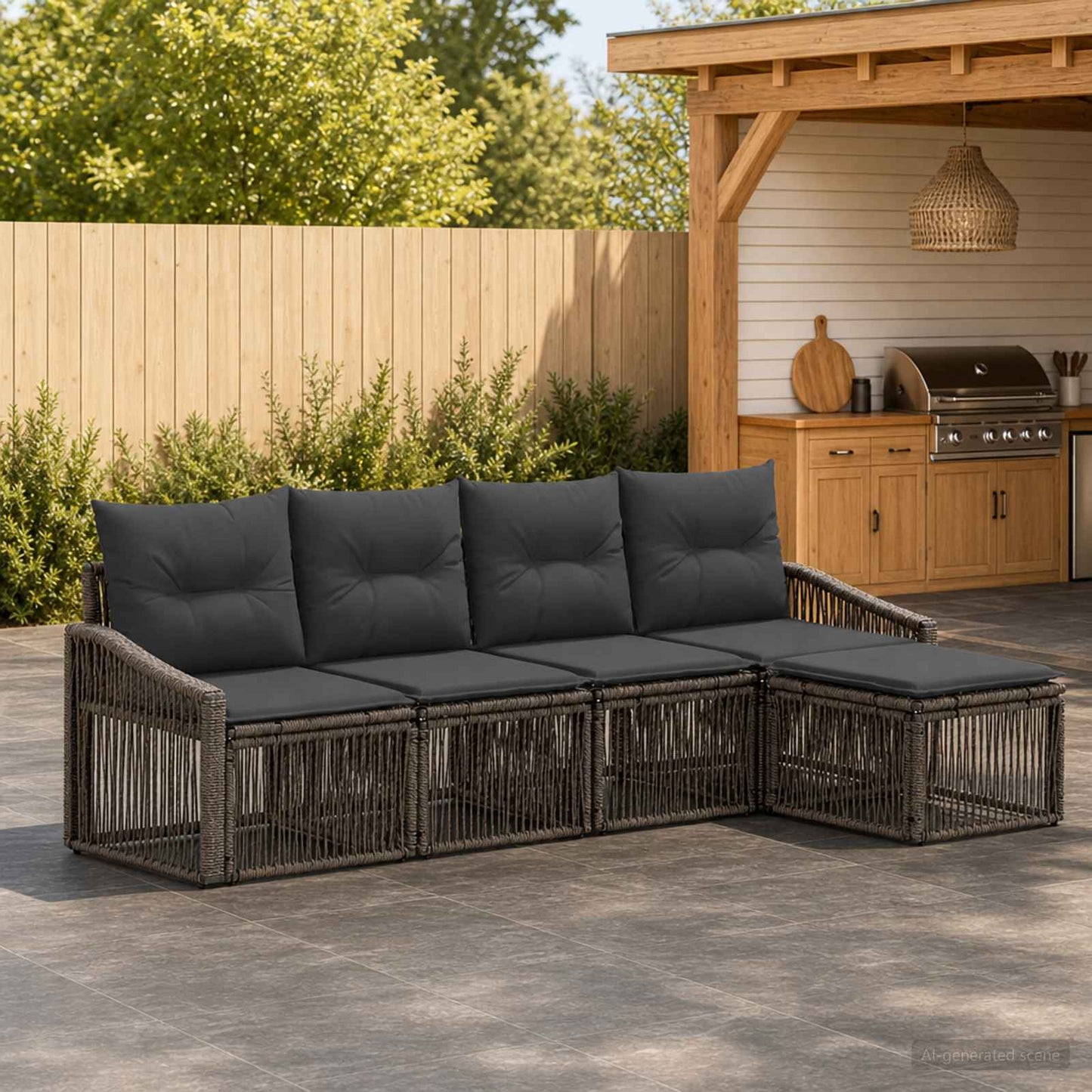 Set Divano da Giardino 5 pcs Grigio polyrattan | homemem39
