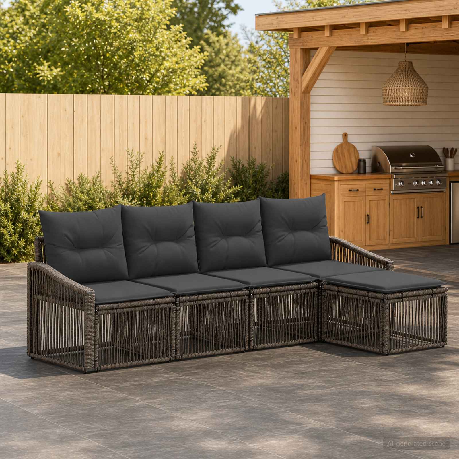 Set Divano da Giardino 5 pcs Grigio polyrattan | homemem39