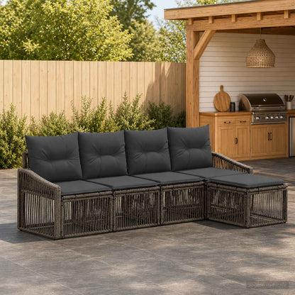 Set Divano da Giardino 5 pcs Grigio polyrattan | homemem39
