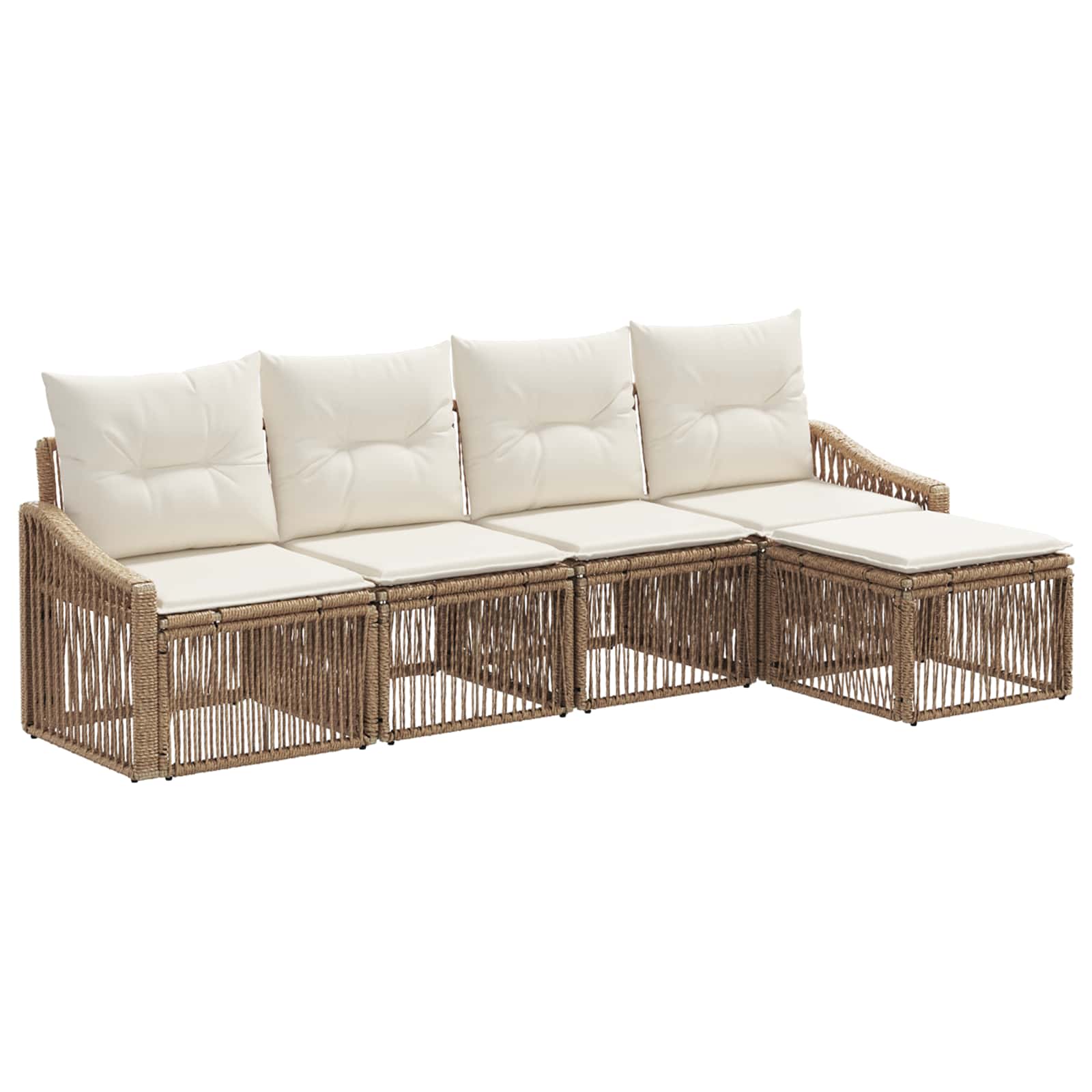 Set Divano da Giardino 5 pcs Beige polyrattan | homemem39