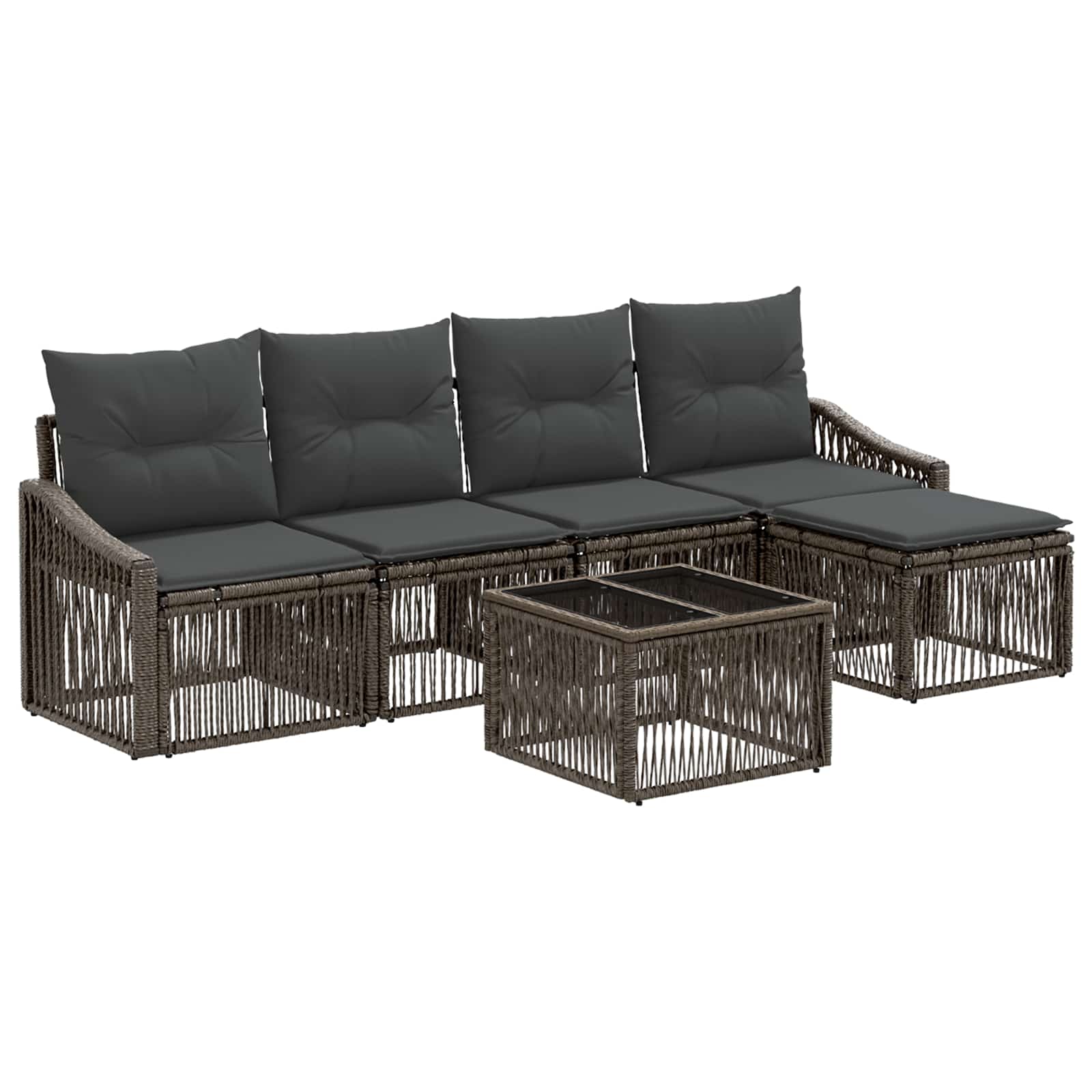 Set Divano da Giardino 6 pcs Grigio polyrattan | homemem39