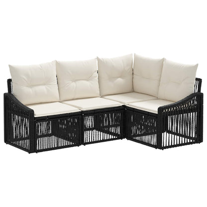 Set Divano da Giardino 4 pcs Nero polyrattan