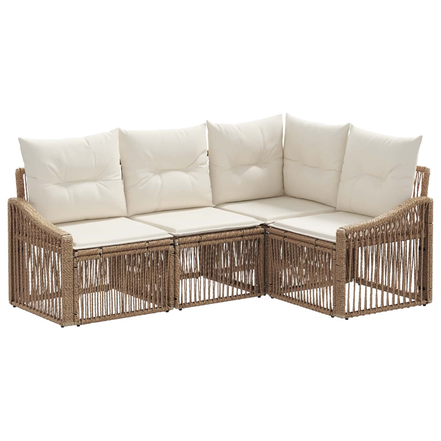 Set Divano da Giardino 4 pcs Beige polyrattan | homemem39
