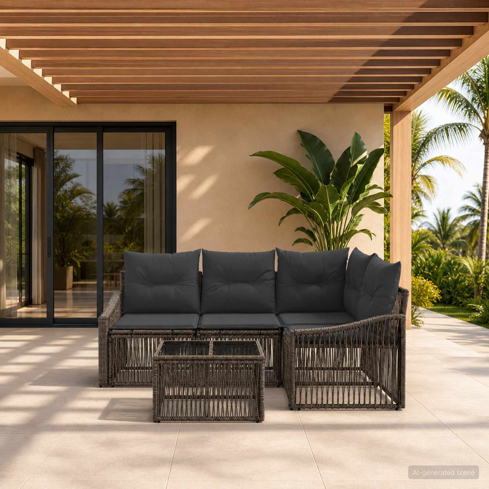 Set Divano da Giardino 5 pcs Grigio polyrattan | homemem39