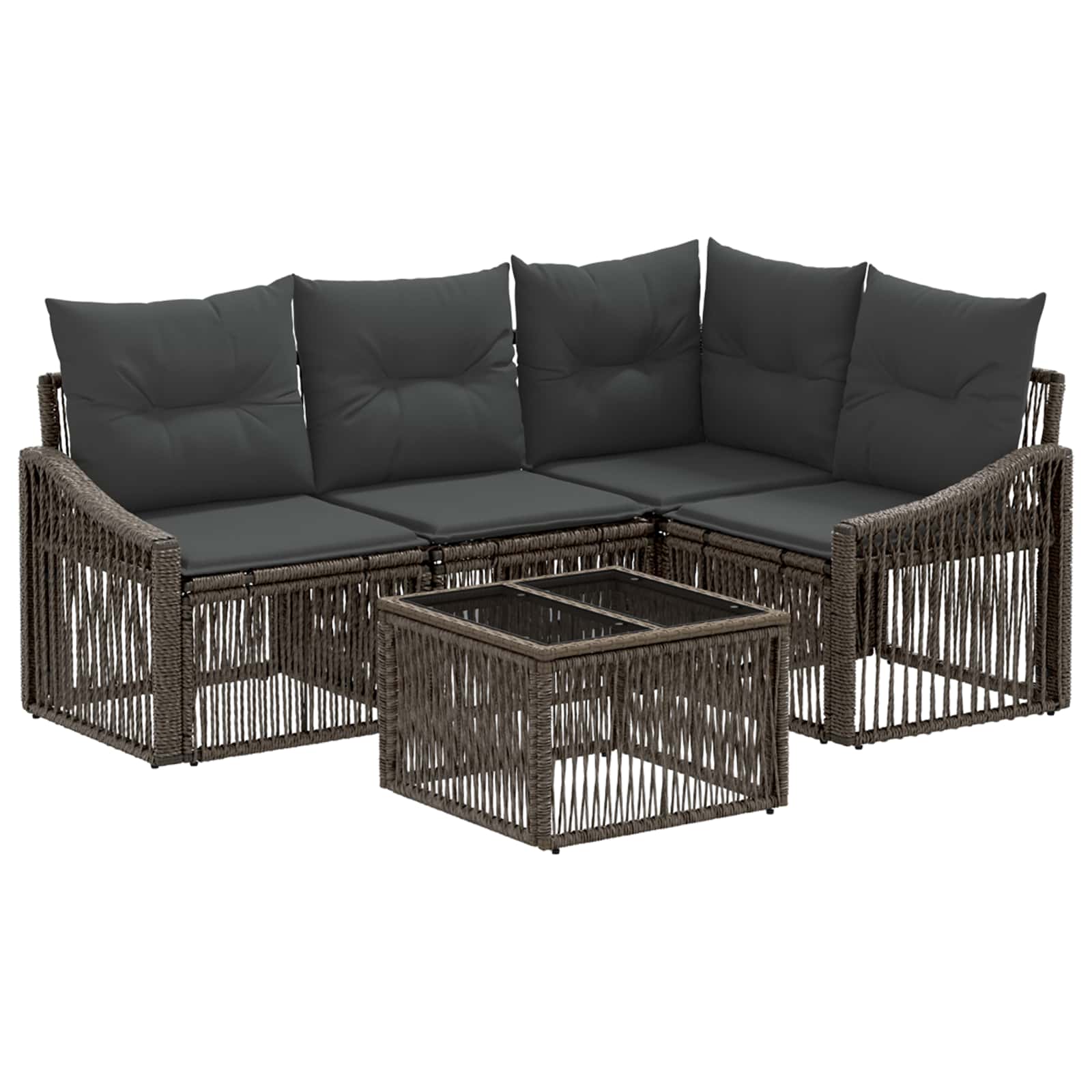 Set Divano da Giardino 5 pcs Grigio polyrattan | homemem39