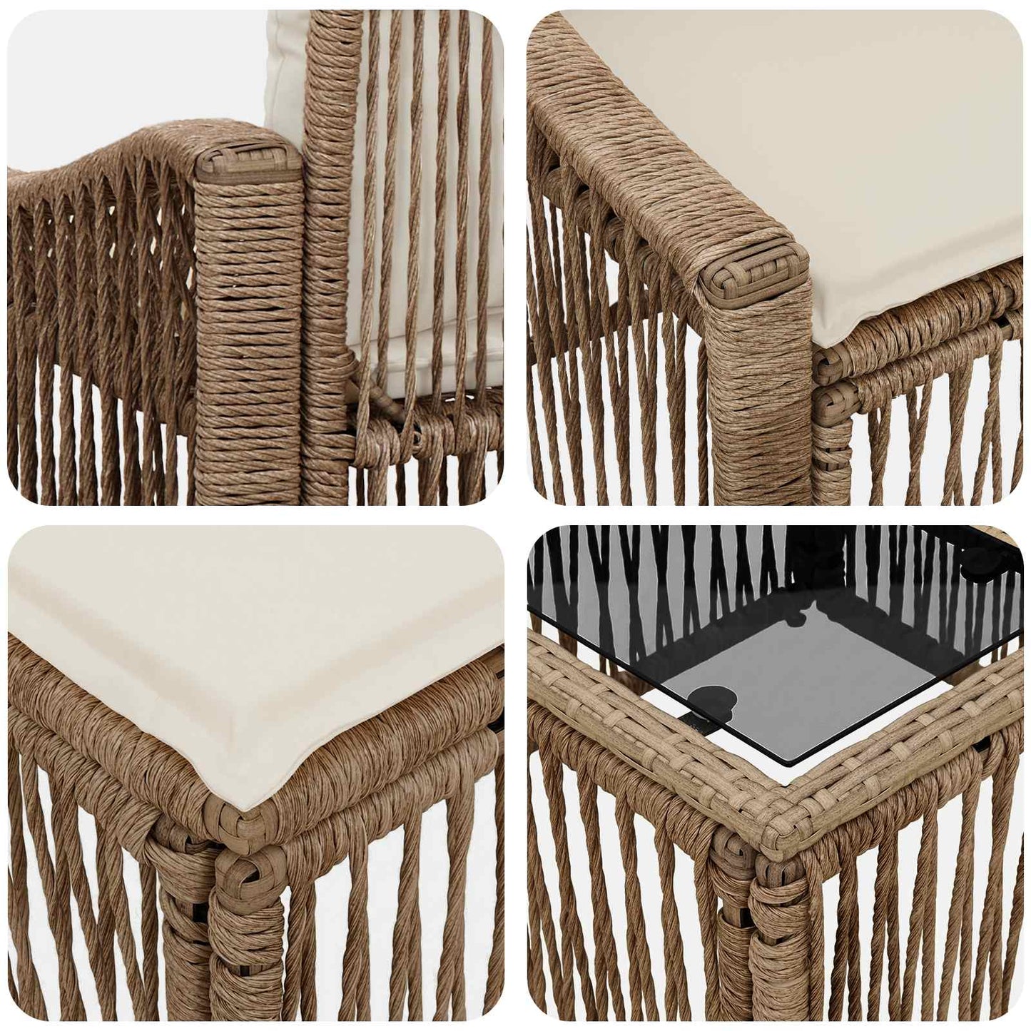 Set Divano da Giardino 5 pz Beige polyrattan