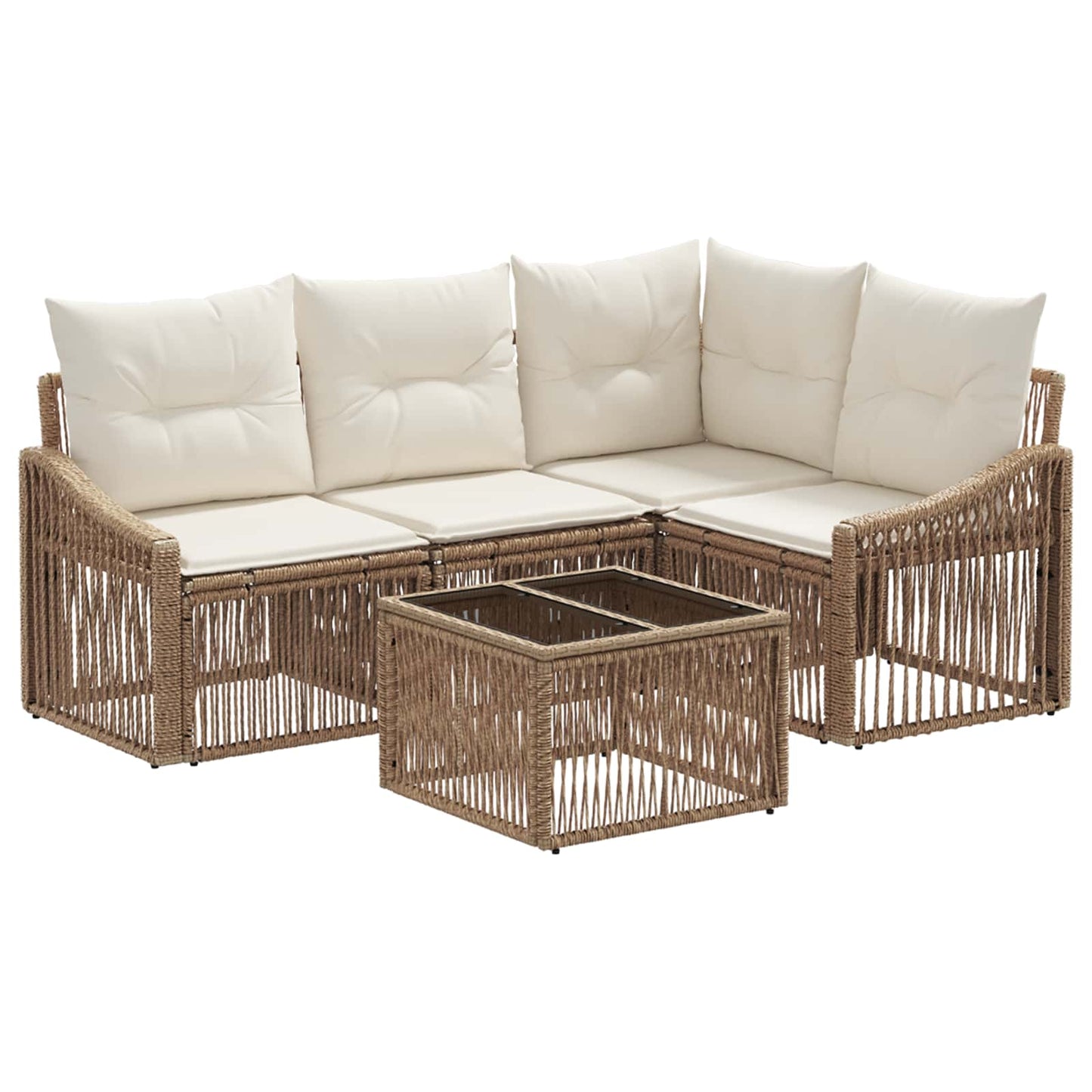 Set Divano da Giardino 5 pz Beige polyrattan