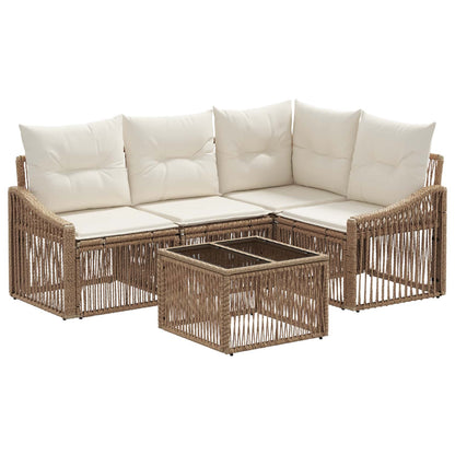 Set Divano da Giardino 5 pz Beige polyrattan