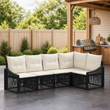 Set Divano da Giardino 5 pcs Nero polyrattan | homemem39