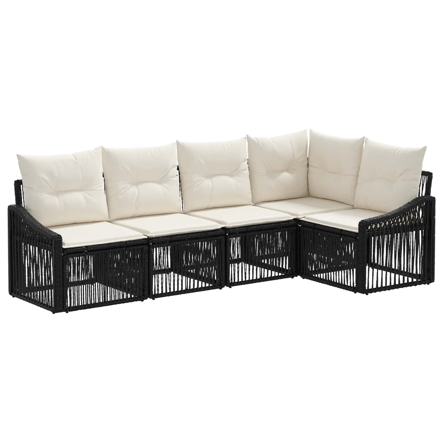 Set Divano da Giardino 5 pcs Nero polyrattan | homemem39