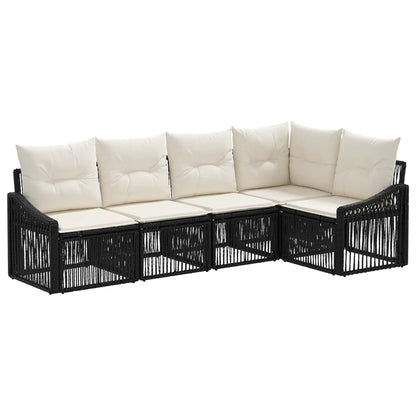 Set Divano da Giardino 5 pcs Nero polyrattan | homemem39