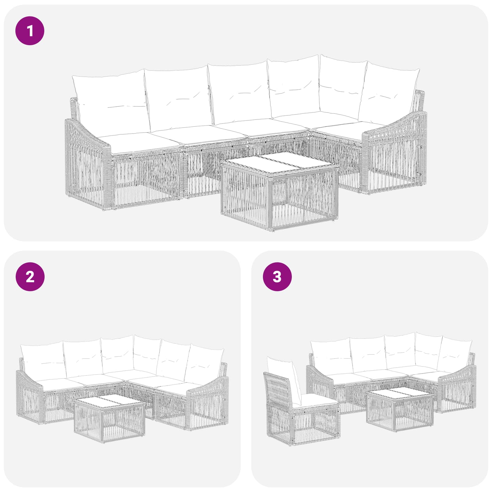Set Divano da Giardino 6 pcs Grigio polyrattan | homemem39