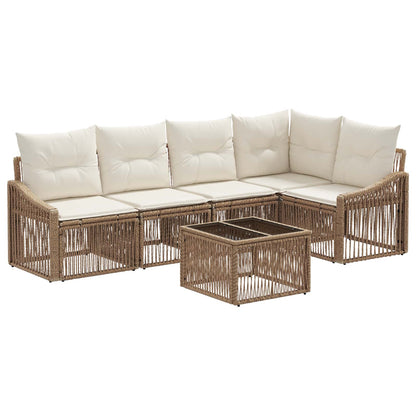 Set Divano da Giardino 6 pz Beige polyrattan