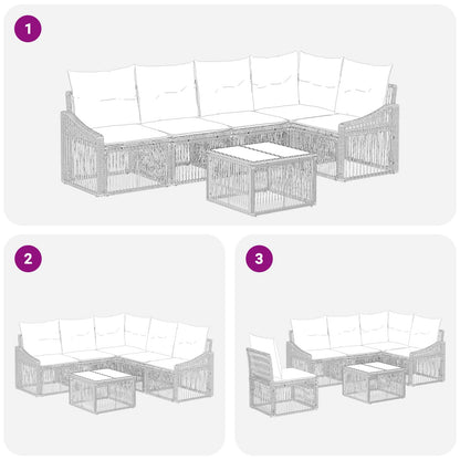 Set Divano da Giardino 6 pz Beige polyrattan
