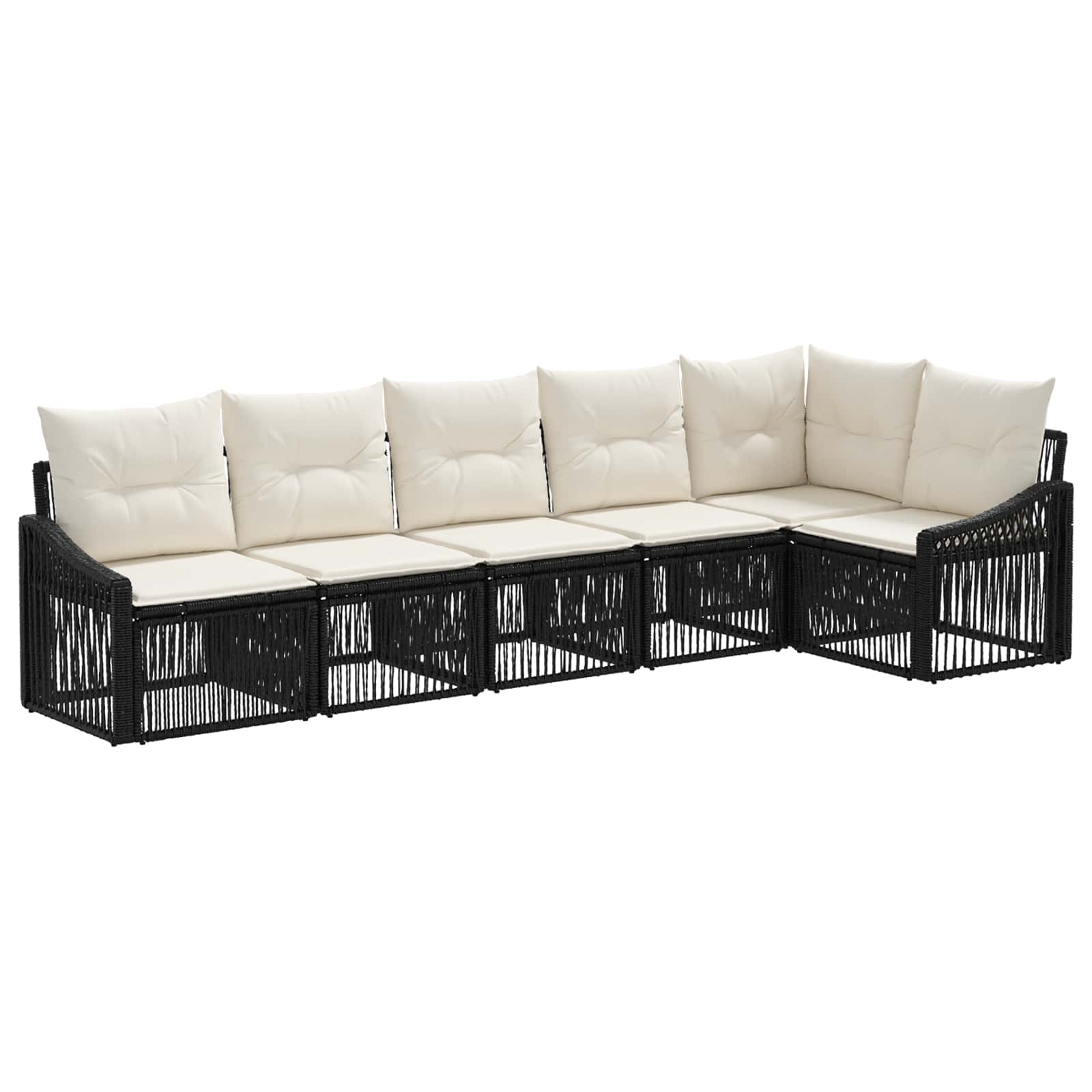 Set Divano da Giardino 6 pcs Nero polyrattan | homemem39