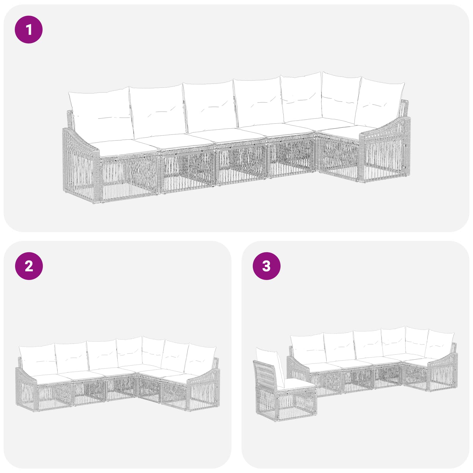 Set Divano da Giardino 6 pcs Nero polyrattan | homemem39