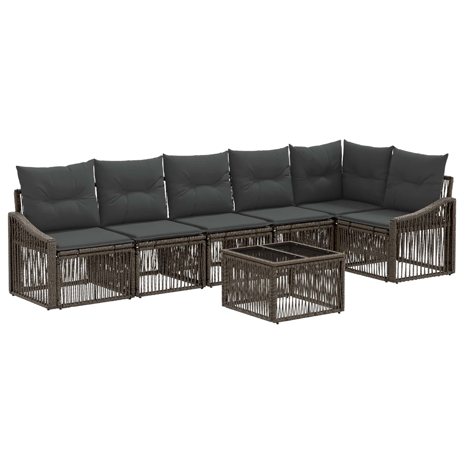 Set Divano da Giardino 7 pcs Grigio polyrattan | homemem39