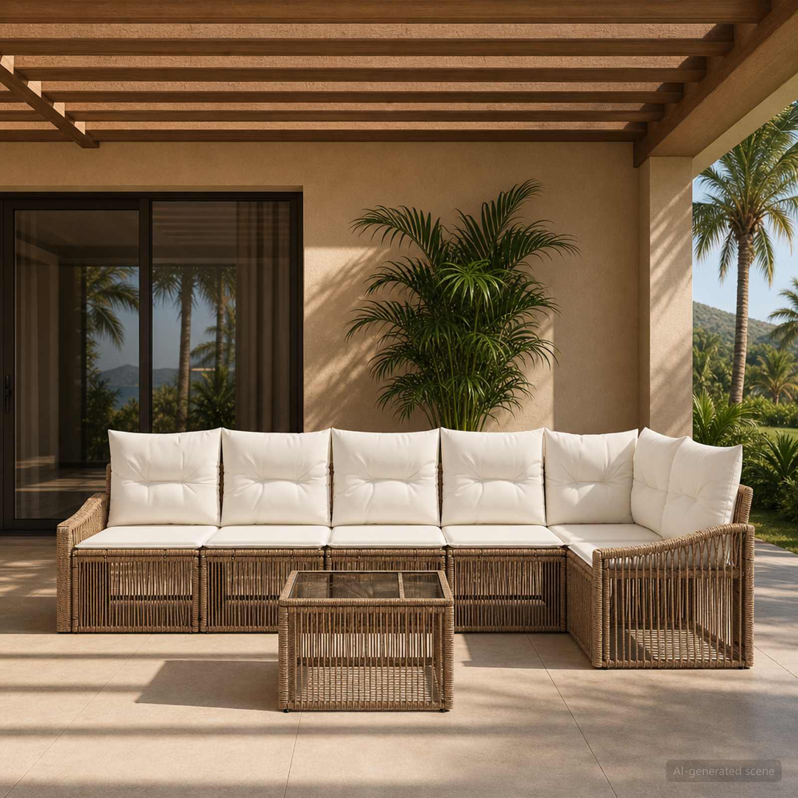 Set Divano da Giardino 7 pcs Beige polyrattan | homemem39