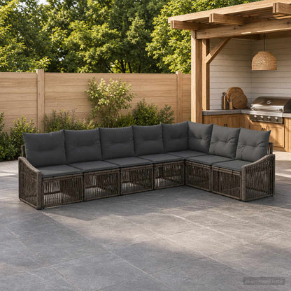 Set Divano da Giardino 7 pcs Grigio polyrattan | homemem39