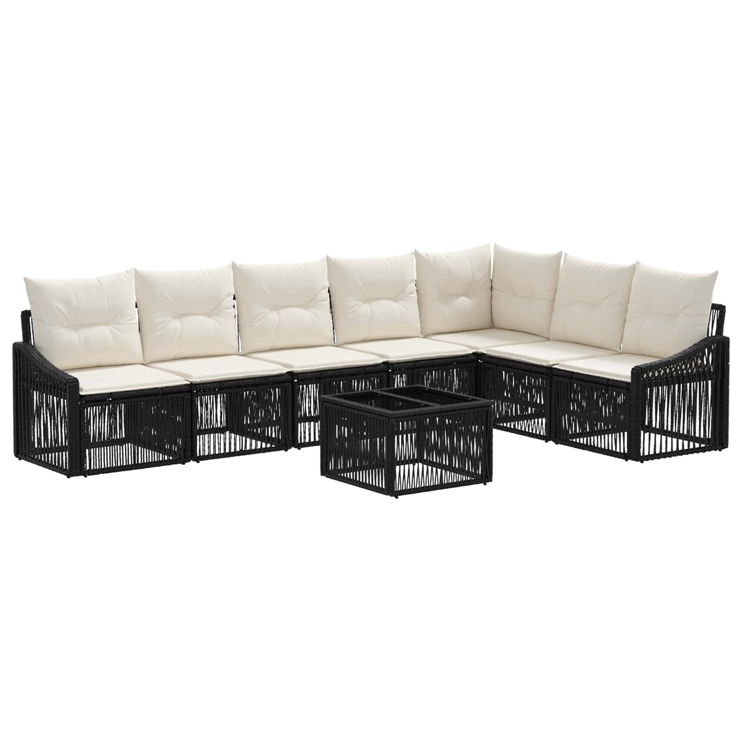 Set Divano da Giardino 8 pz Nero polyrattan