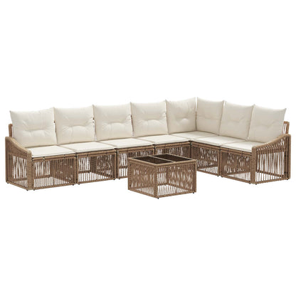 Set Divano da Giardino 8 pz Beige polyrattan
