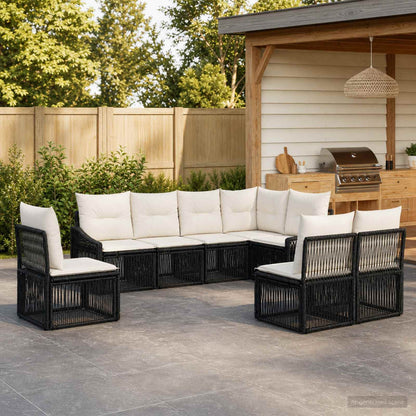 Set Divano da Giardino 8 pcs Nero polyrattan | homemem39