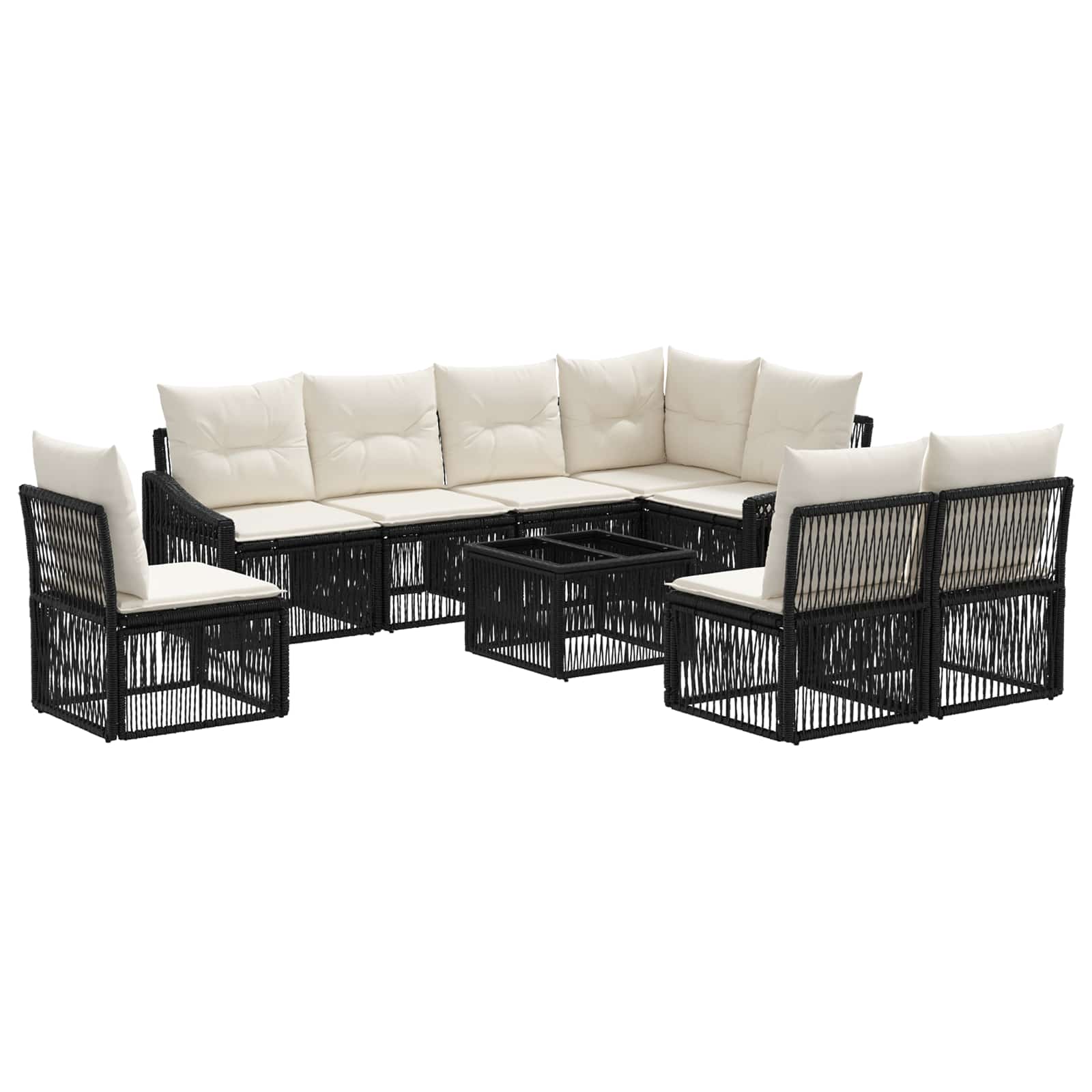 Set Divano da Giardino 9 pcs Nero polyrattan | homemem39