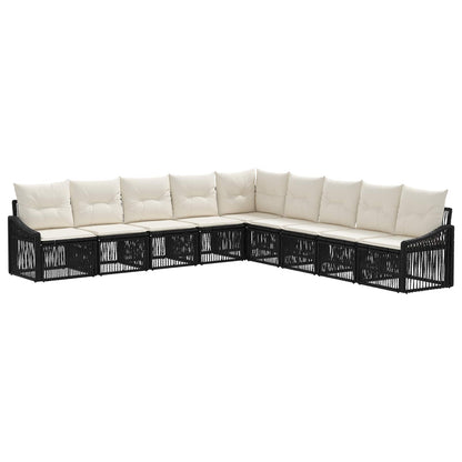 Set Divano da Giardino 9 pcs Nero polyrattan | homemem39