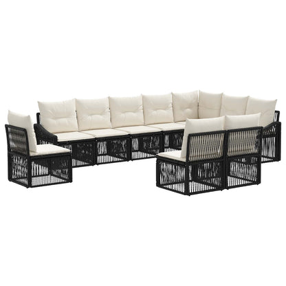Set Divano da Giardino 10 pcs Nero polyrattan