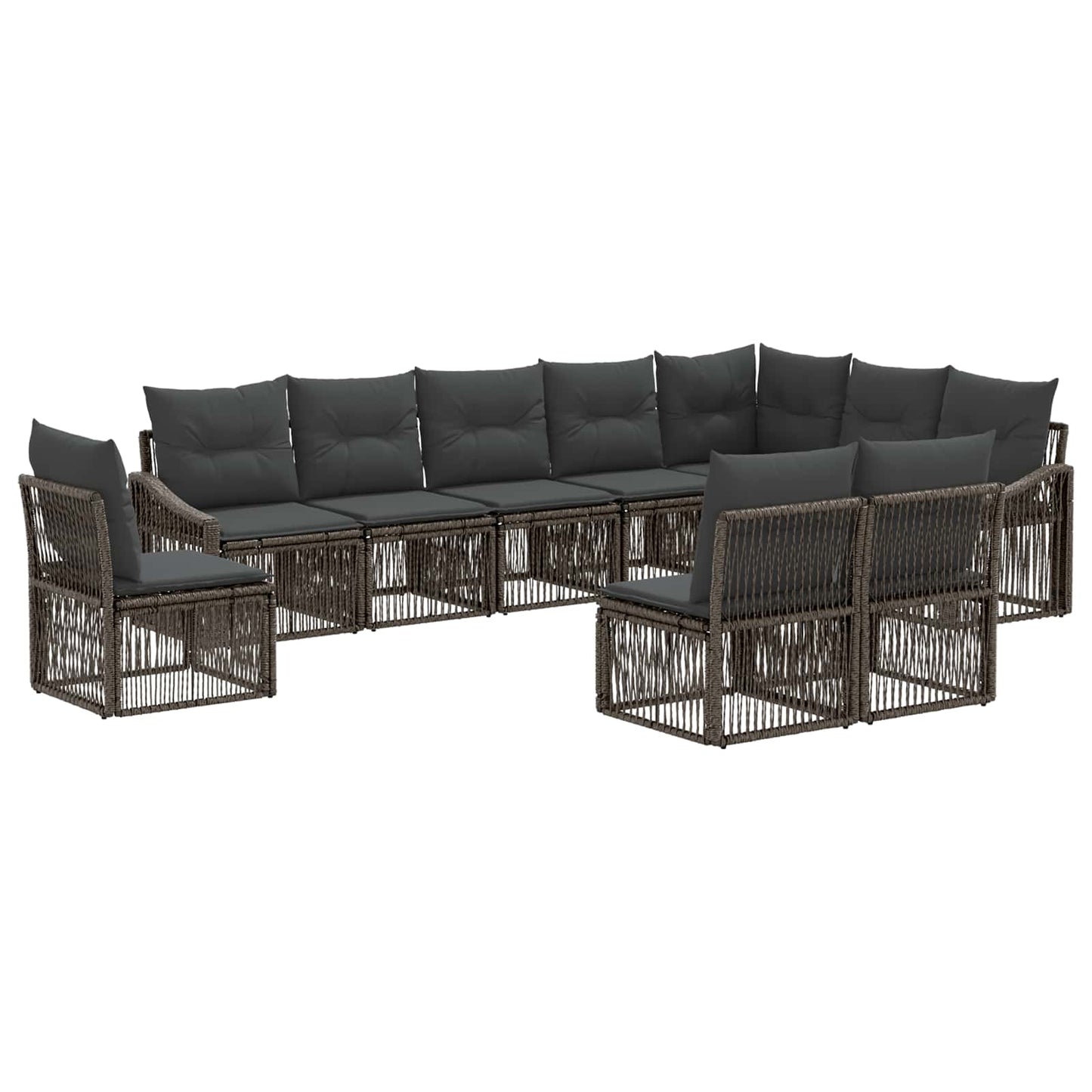 Set Divano da Giardino 10 pcs Grigio polyrattan | homemem39