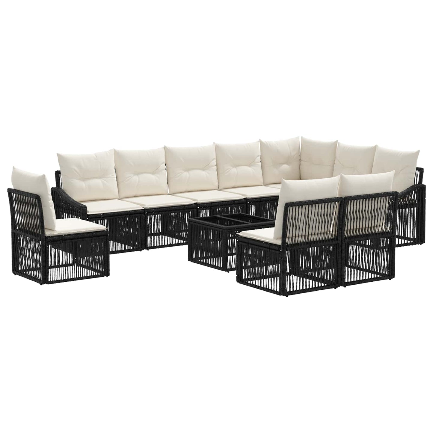 Set Divano da Giardino 11 pz Nero polyrattan