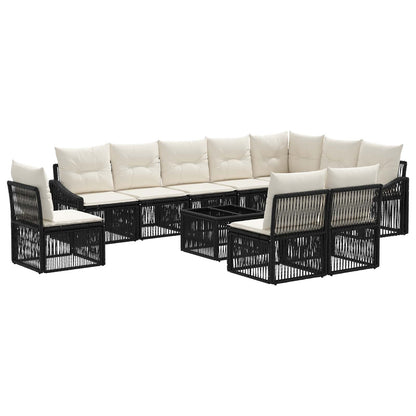 Set Divano da Giardino 11 pz Nero polyrattan