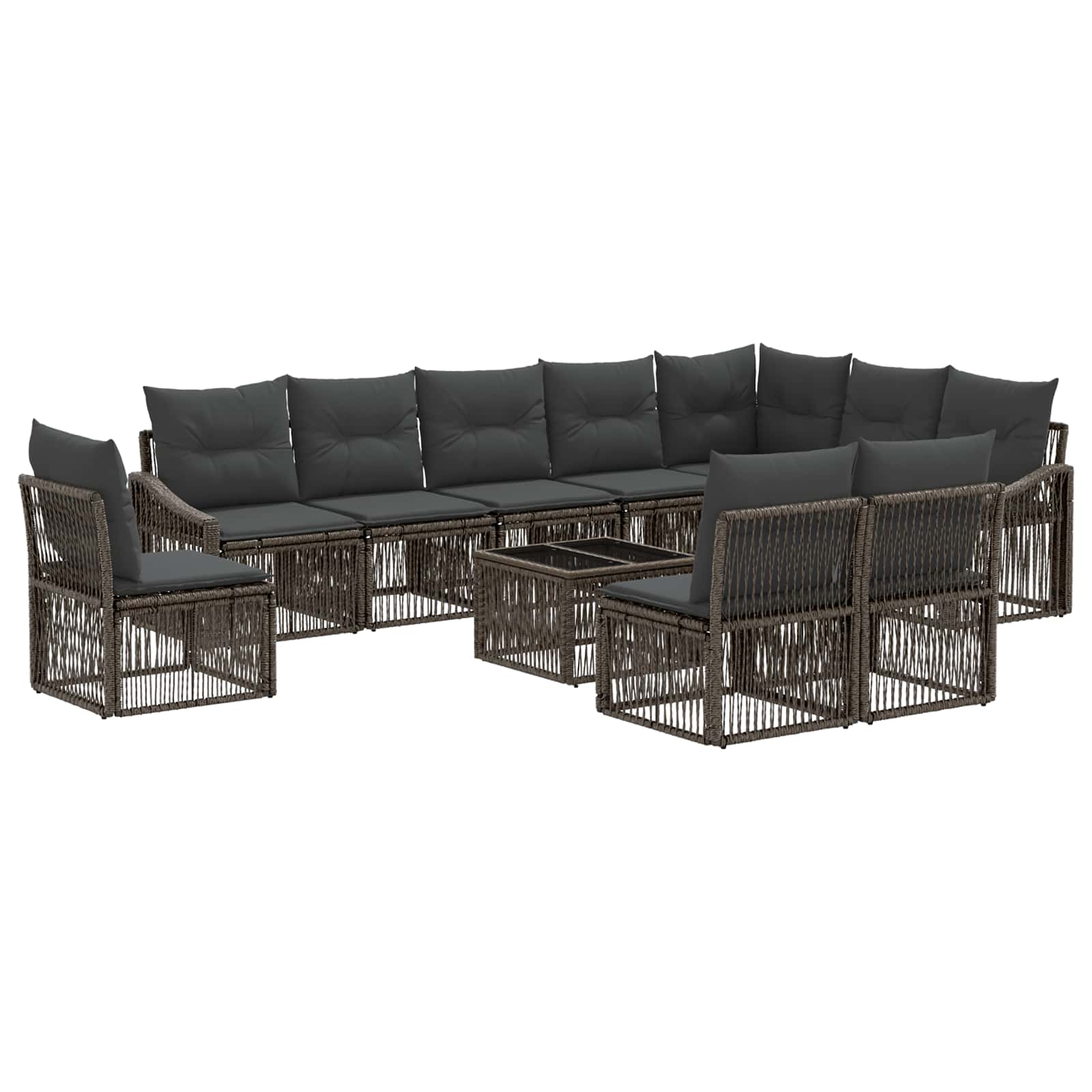 Set Divano da Giardino 11 pcs Grigio polyrattan | homemem39