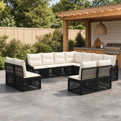 Set Divano da Giardino 11 pcs Nero polyrattan | homemem39