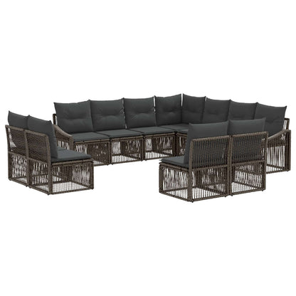 Set Divano da Giardino 11 pcs Grigio polyrattan | homemem39