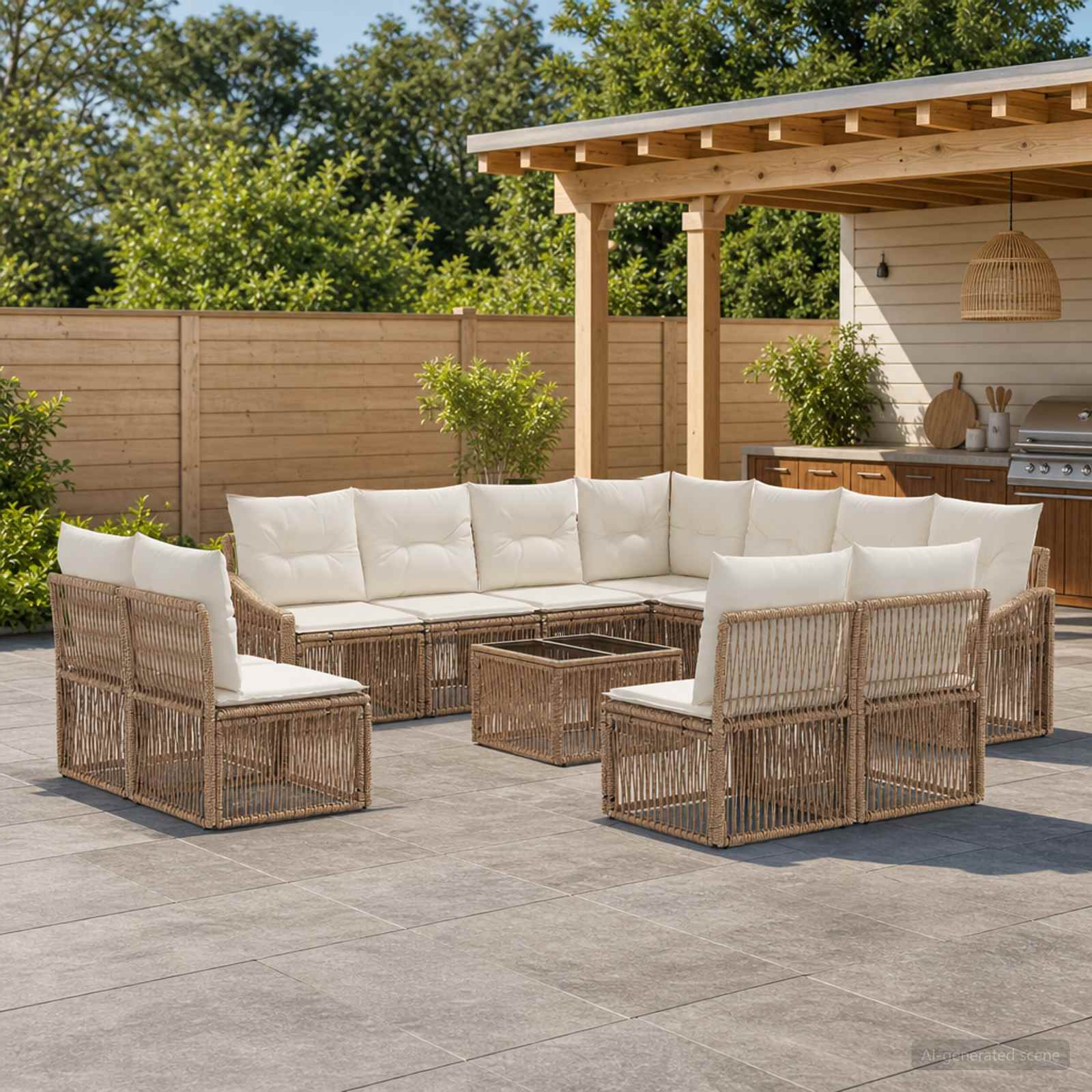 Set Divano da Giardino 12 pcs Beige polyrattan | homemem39