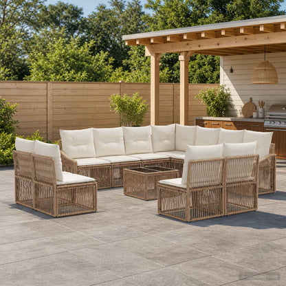 Set Divano da Giardino 12 pcs Beige polyrattan | homemem39