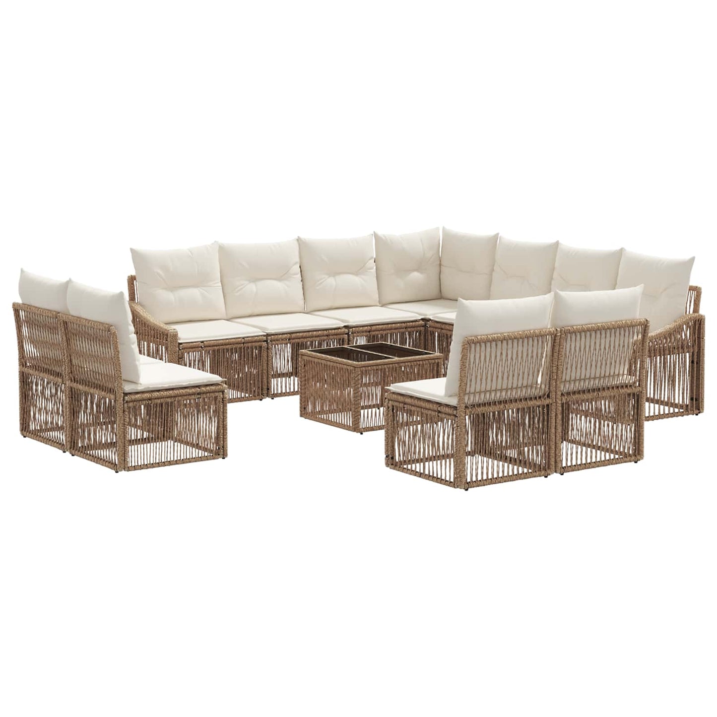 Set Divano da Giardino 12 pcs Beige polyrattan | homemem39